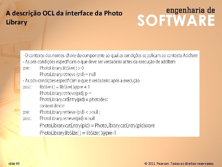 A descrição OCL da interface da Photo Library slide 49 © 2011 Pearson. Todos