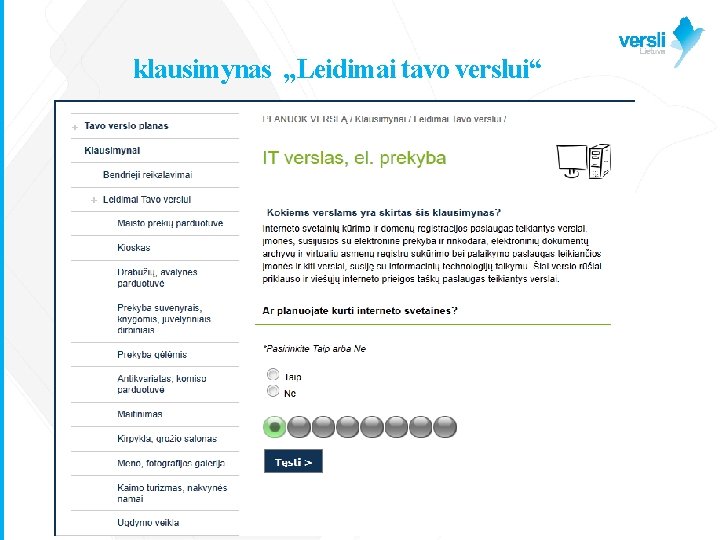 klausimynas „Leidimai tavo verslui“ 