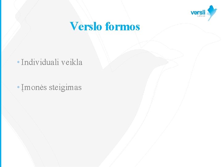 Verslo formos • Individuali veikla • Įmonės steigimas 