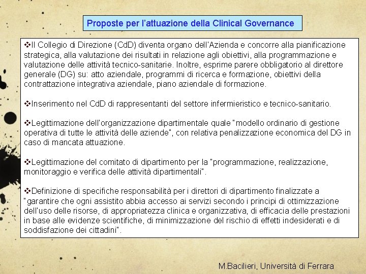 Proposte per l’attuazione della Clinical Governance v. Il Collegio di Direzione (Cd. D) diventa