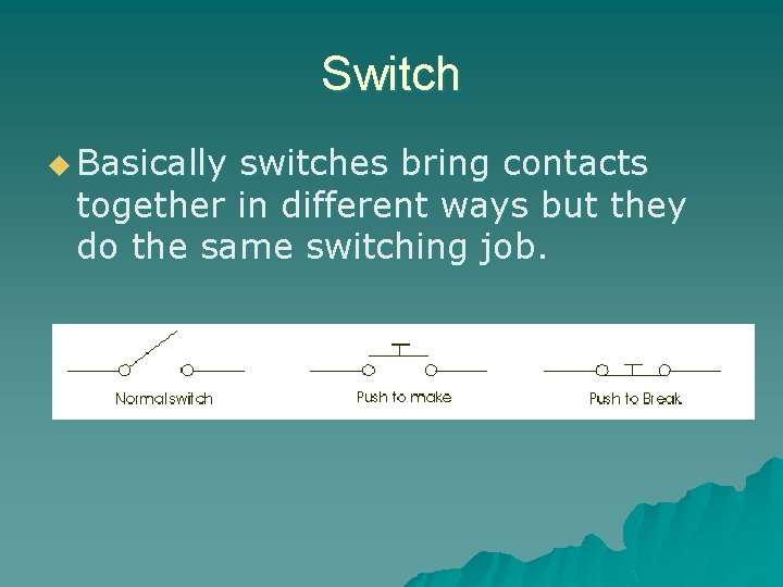 Switch u Basically switches bring contacts together in different ways but they do the Switch u Basically switches bring contacts together in different ways but they do the