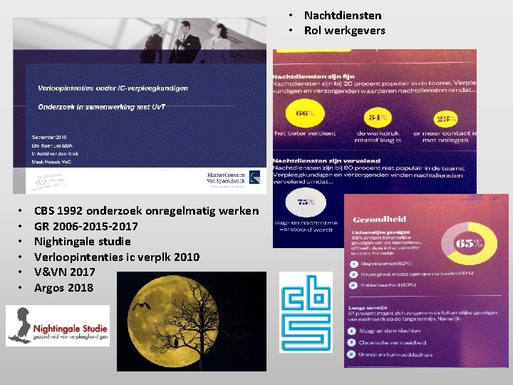  • Nachtdiensten • Rol werkgevers • • • CBS 1992 onderzoek onregelmatig werken