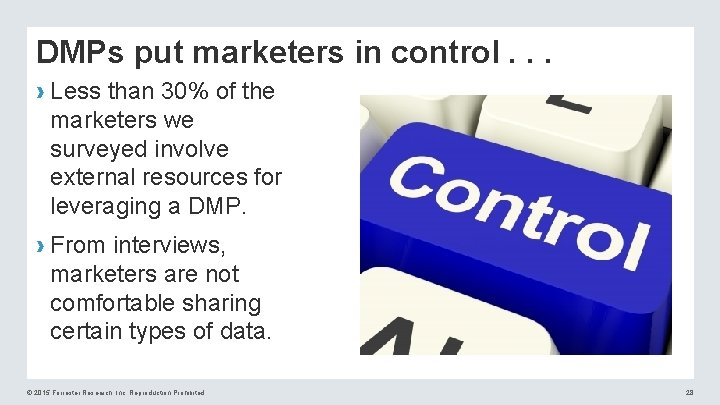 DMPs put marketers in control. . . › Less than 30% of the marketers