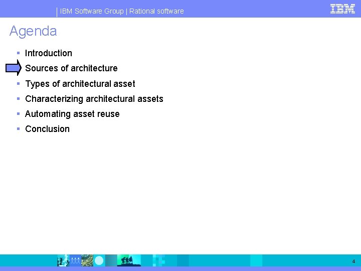 IBM Software Group | Rational software Agenda § Introduction § Sources of architecture § IBM Software Group | Rational software Agenda § Introduction § Sources of architecture §