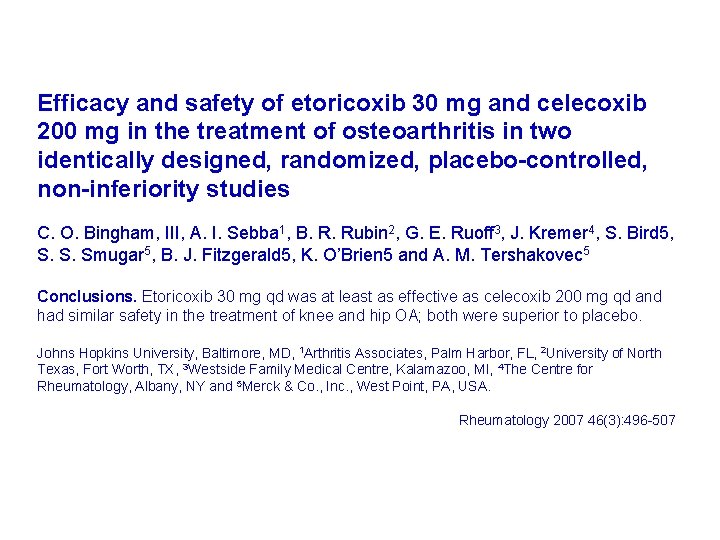 Efficacy and safety of etoricoxib 30 mg and celecoxib 200 mg in the treatment
