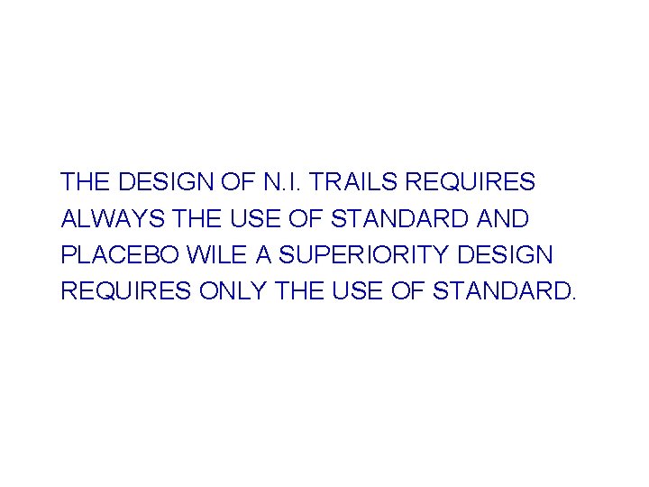 THE DESIGN OF N. I. TRAILS REQUIRES ALWAYS THE USE OF STANDARD AND PLACEBO