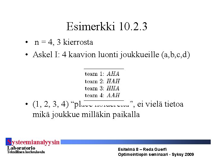 Esimerkki 10. 2. 3 • n = 4, 3 kierrosta • Askel I: 4