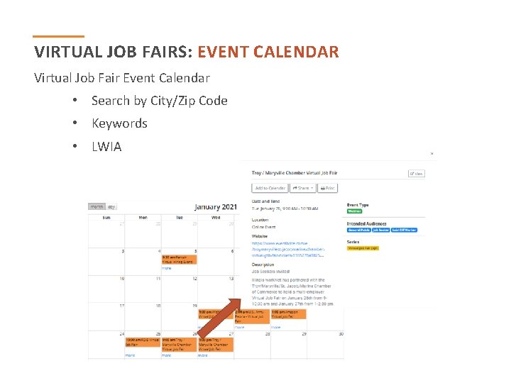 VIRTUAL JOB FAIRS: EVENT CALENDAR Virtual Job Fair Event Calendar • Search by City/Zip