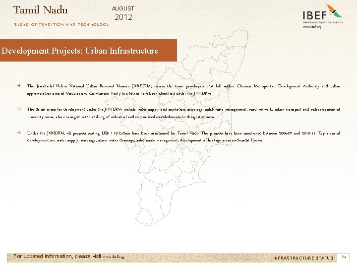 Tamil Nadu AUGUST 2012 BLEND OF TRADITION AND TECHNOLOGY Development Projects: Urban Infrastructure →