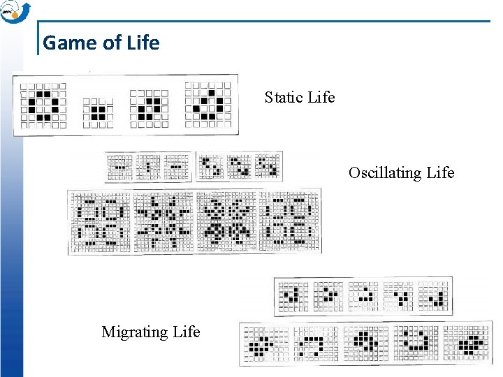 Game of Life Static Life Oscillating Life Migrating Life 