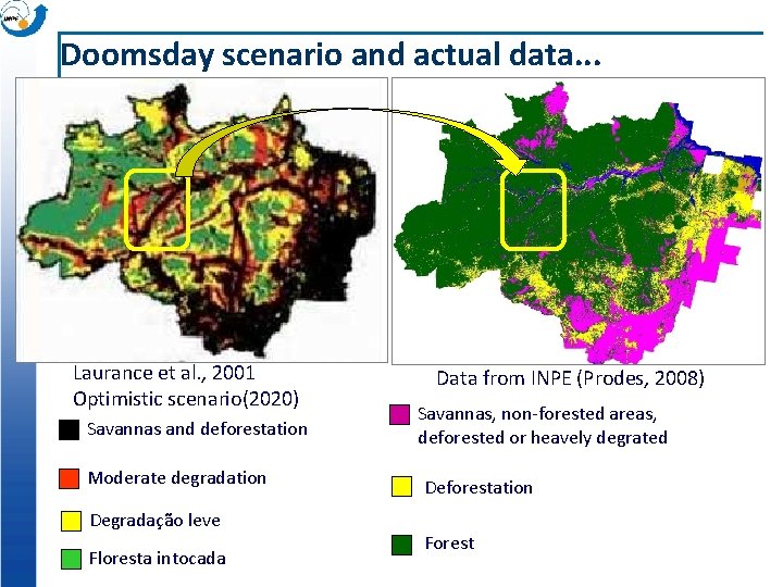 Doomsday scenario and actual data. . . Laurance et al. , 2001 Optimistic scenario(2020)