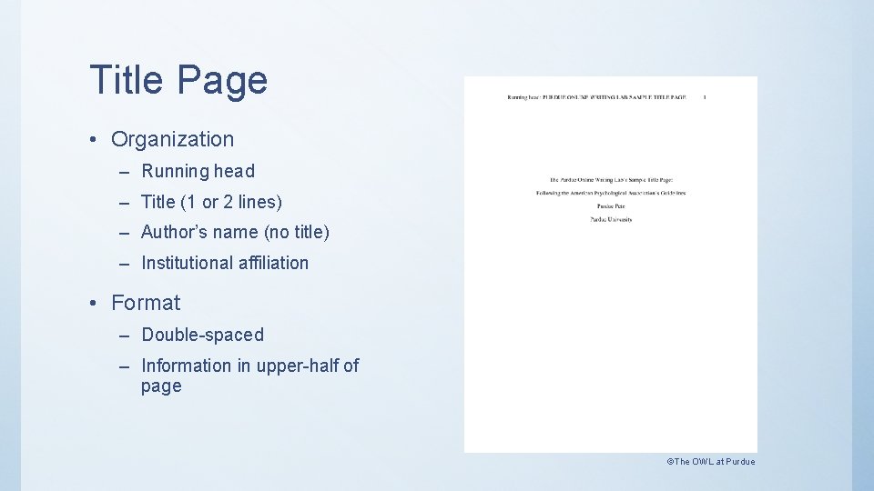 Title Page • Organization – Running head – Title (1 or 2 lines) – Title Page • Organization – Running head – Title (1 or 2 lines) –