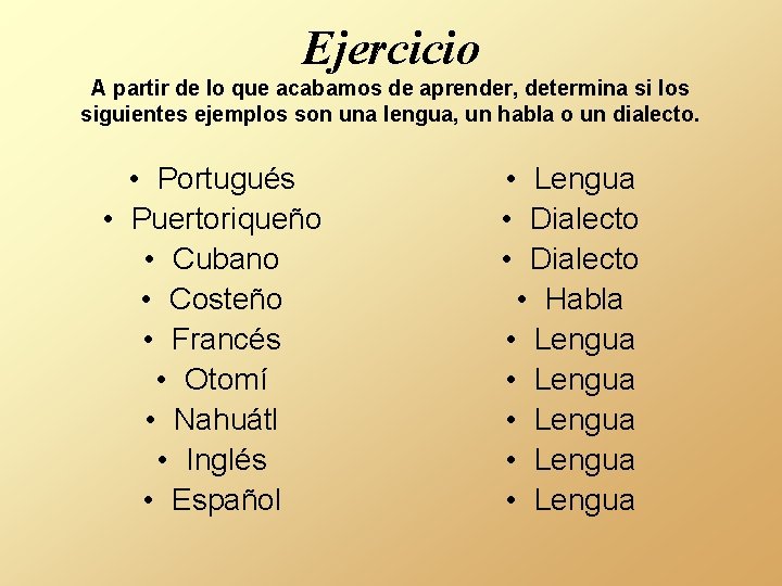 Ejercicio A partir de lo que acabamos de aprender, determina si los siguientes ejemplos