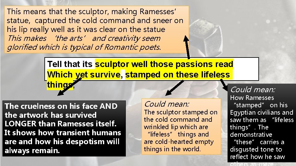 This means that the sculptor, making Ramesses’ statue, captured the cold command sneer on