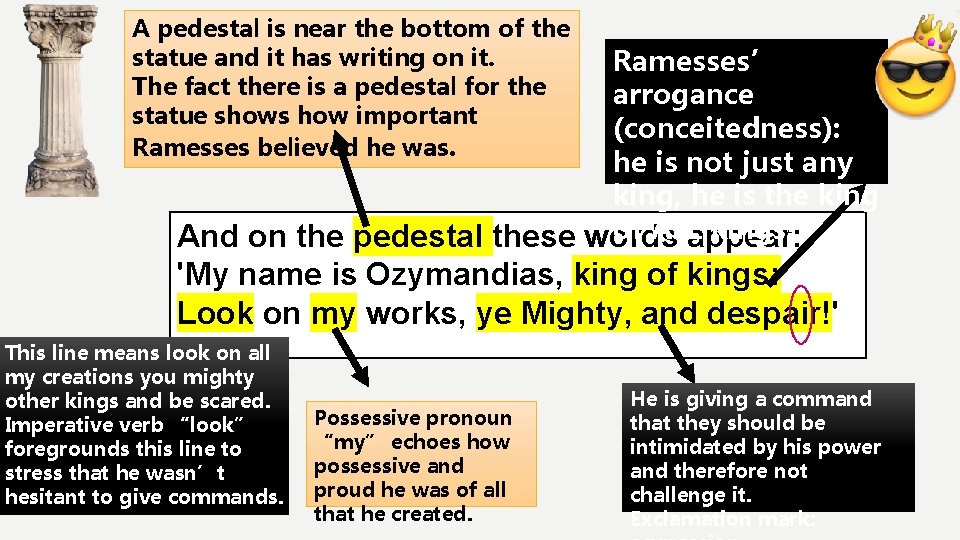 A pedestal is near the bottom of the statue and it has writing on