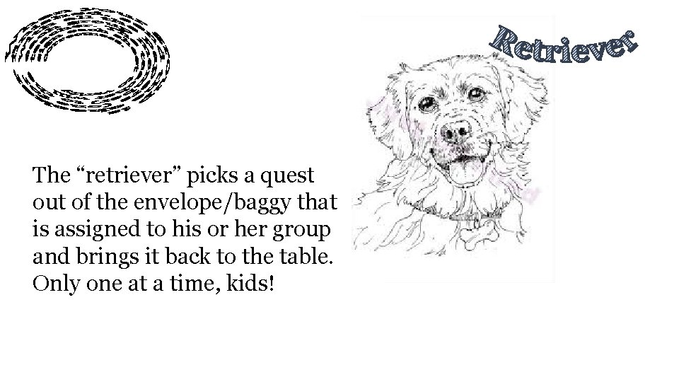 The “retriever” picks a question out of the envelope/baggy that is assigned to his