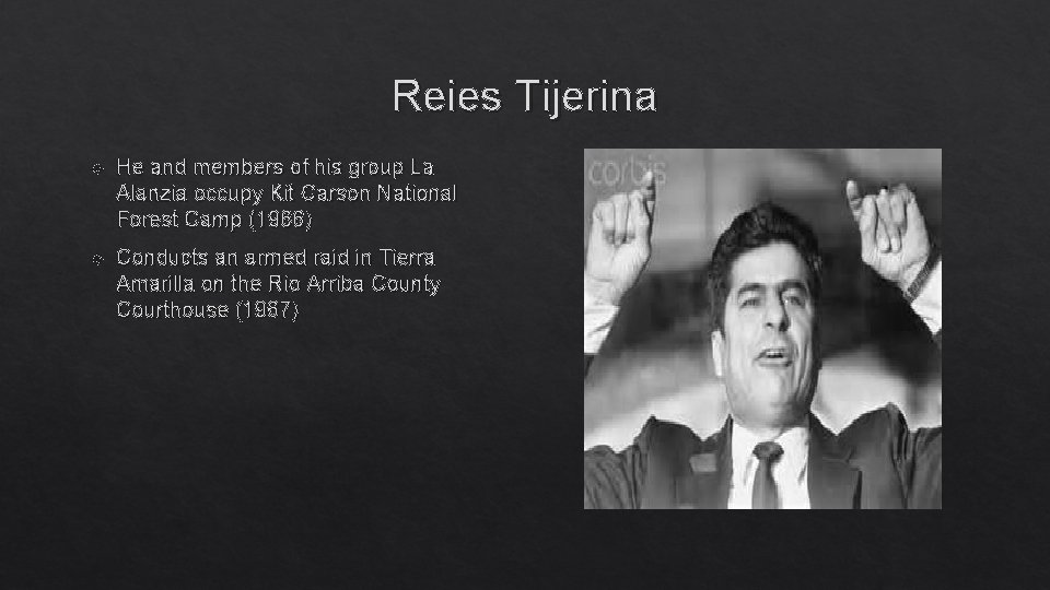 Reies Tijerina He and members of his group La Alanzia occupy Kit Carson National