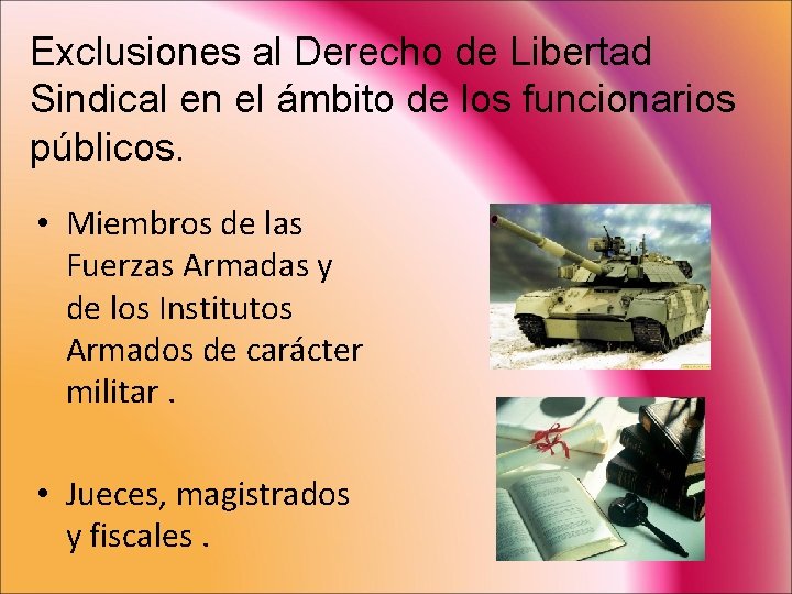 Exclusiones al Derecho de Libertad Sindical en el ámbito de los funcionarios públicos. •