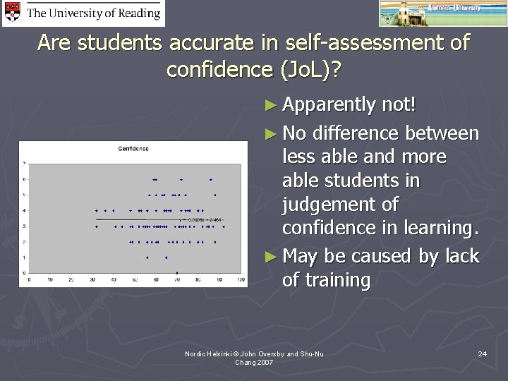 Are students accurate in self-assessment of confidence (Jo. L)? ► Apparently not! ► No