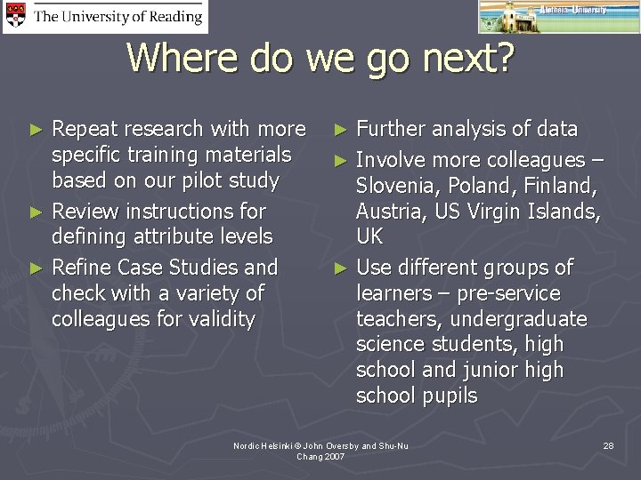 Where do we go next? Repeat research with more specific training materials based on