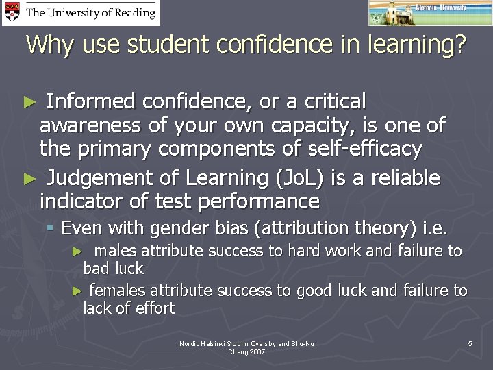 Why use student confidence in learning? Informed confidence, or a critical awareness of your
