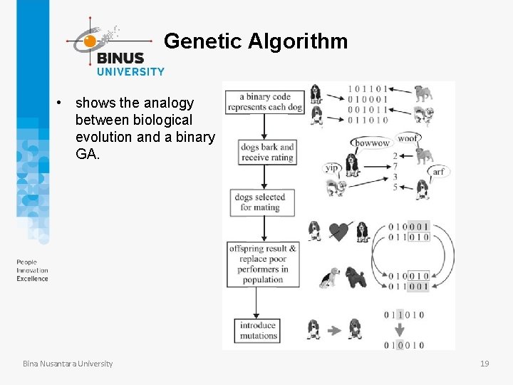 Genetic Algorithm • shows the analogy between biological evolution and a binary GA. Bina