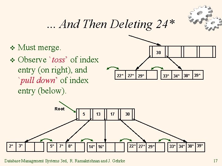 . . . And Then Deleting 24* Must merge. v Observe `toss’ of index