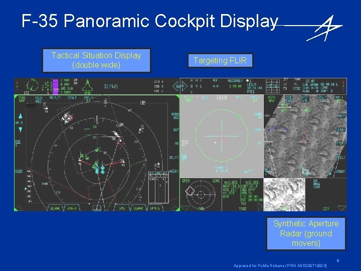 F-35 Panoramic Cockpit Display Tactical Situation Display (double wide) Targeting FLIR Synthetic Aperture Radar