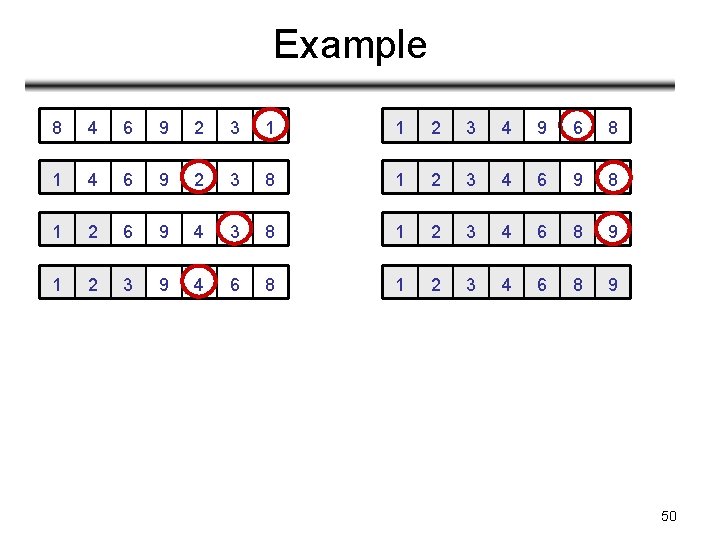 Example 8 4 6 9 2 3 1 1 2 3 4 9 6