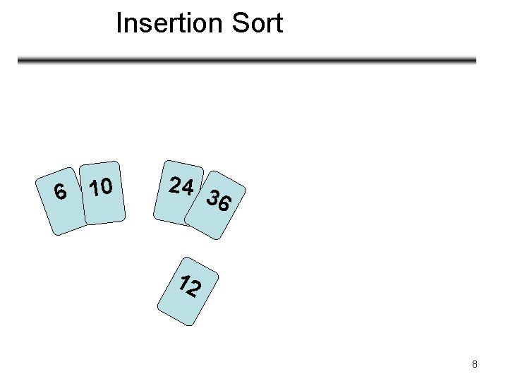 Insertion Sort 6 10 24 3 6 12 8 