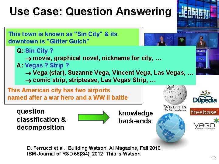Use Case: Question Answering This town is known as "Sin City" & its downtown