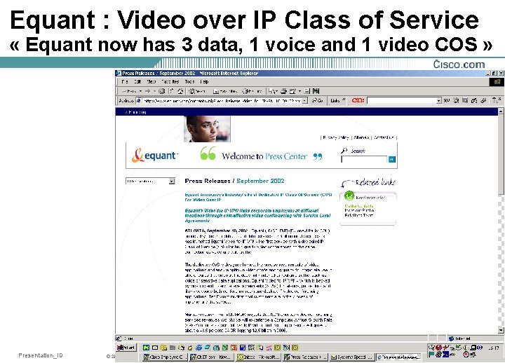 Equant : Video over IP Class of Service « Equant now has 3 data,