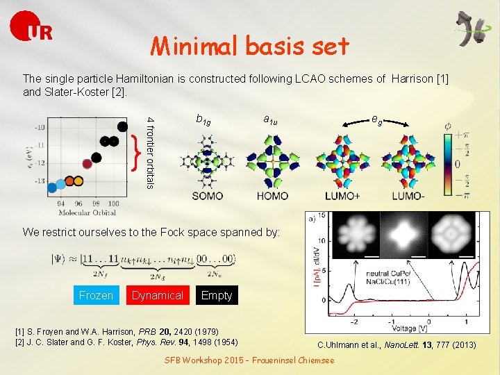 Minimal basis set The single particle Hamiltonian is constructed following LCAO schemes of Harrison