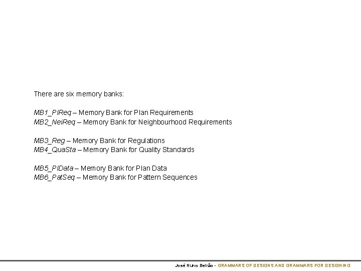 There are six memory banks: MB 1_Pl. Req – Memory Bank for Plan Requirements