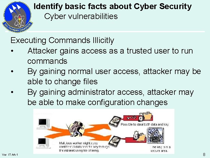 Identify basic facts about Cyber Security Cyber vulnerabilities Executing Commands Illicitly • Attacker gains