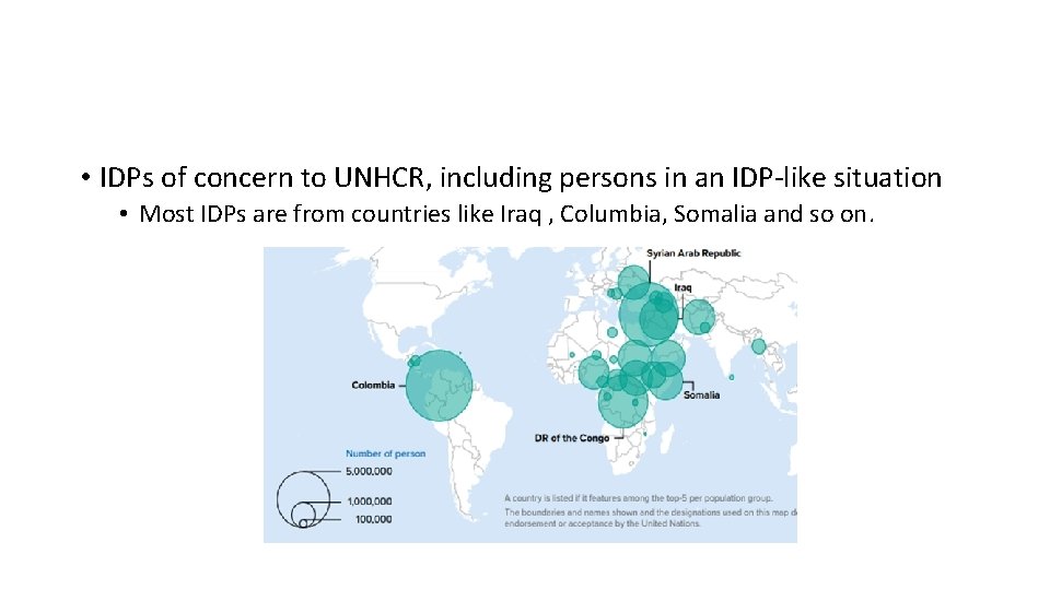  • IDPs of concern to UNHCR, including persons in an IDP-like situation •