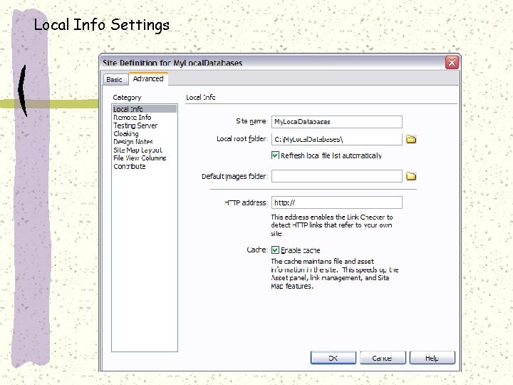 Local Info Settings  Local Info Settings