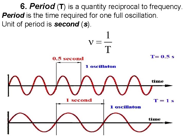 6. Period (T) is a quantity reciprocal to frequency. Period is the time required