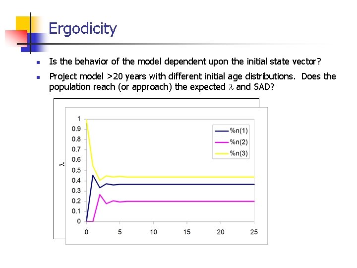 Ergodicity n n Is the behavior of the model dependent upon the initial state