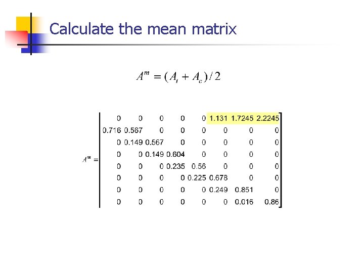 Calculate the mean matrix 
