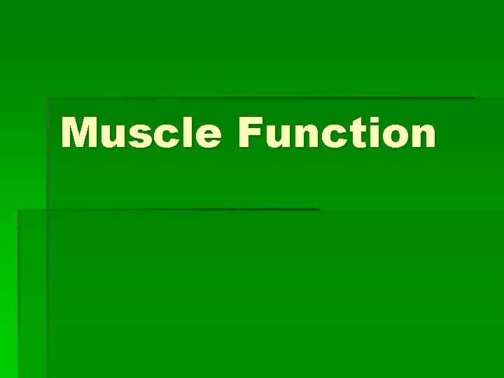Muscle Function 
