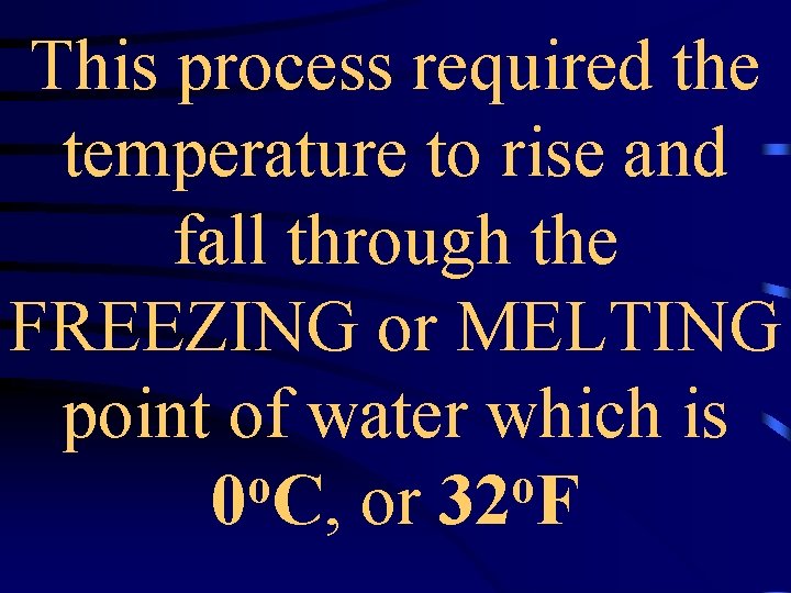 This process required the temperature to rise and fall through the FREEZING or MELTING