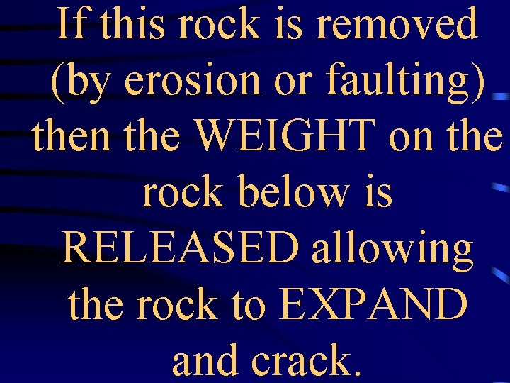 If this rock is removed (by erosion or faulting) then the WEIGHT on the