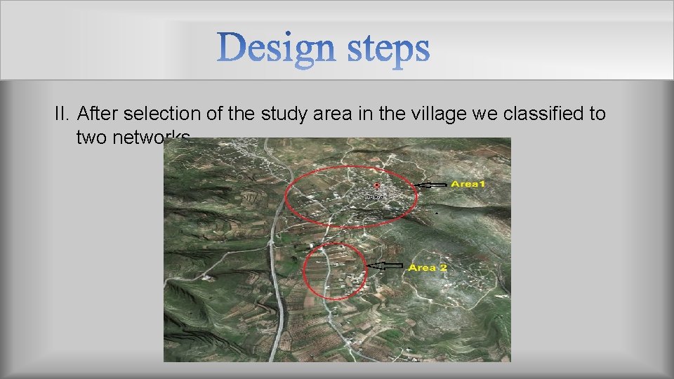 II. After selection of the study area in the village we classified to two
