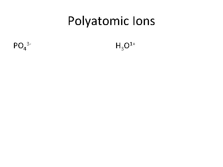 Polyatomic Ions PO 43 - H 3 O 1+ 
