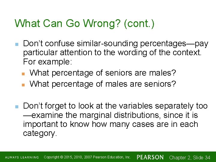 What Can Go Wrong? (cont. ) n n Don’t confuse similar-sounding percentages—pay particular attention