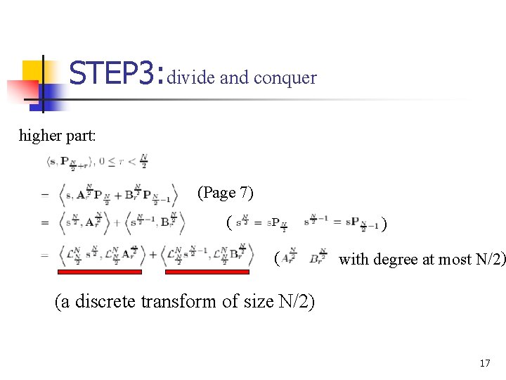 STEP 3: divide and conquer higher part: (Page 7) ( with degree at most