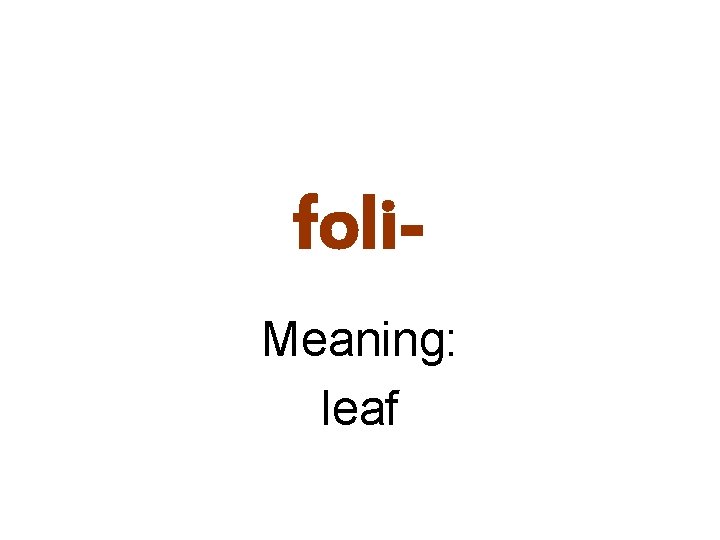 foli. Meaning: leaf 