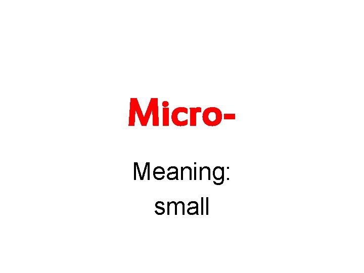 Micro. Meaning: small 