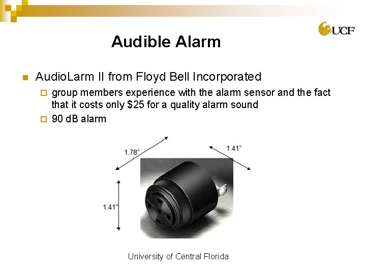 Audible Alarm n Audio. Larm II from Floyd Bell Incorporated group members experience with